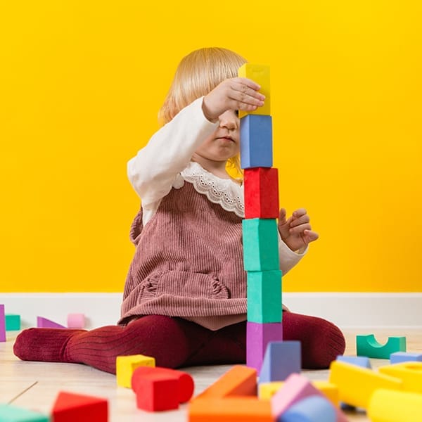 child with blocks
